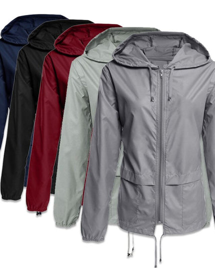 Damska kurtka przejściowa przeciwdeszczowa z kapturem