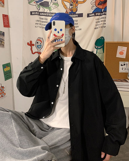 Męska koszula gładka o luźnym kroju