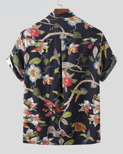 Męska koszulka polo w kwiaty ze stójką