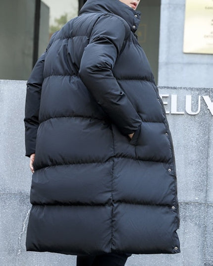 Męska kurtka zimowa długa puchowa ze stójką