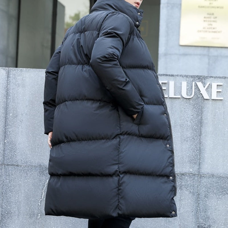 Męska kurtka zimowa długa puchowa ze stójką