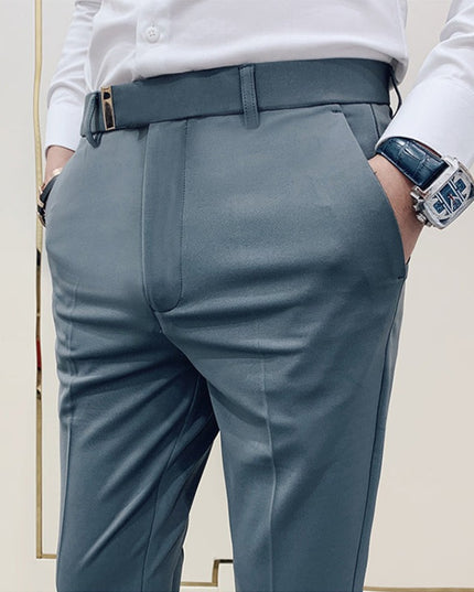 Męskie spodnie eleganckie chinosy z ozdobnym paskiem