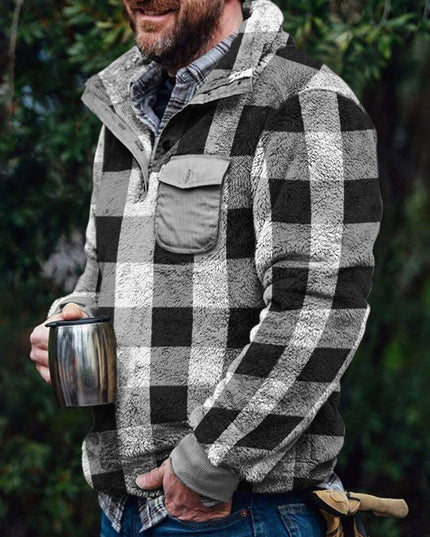 Męska bluza polarowa w kratkę