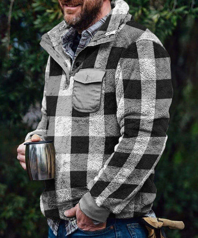 Męska bluza polarowa w kratkę