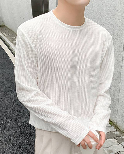 Męska koszulka z długim rękawem teksturowana o luźnym kroju