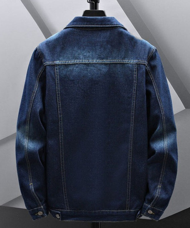 Męska kurtka jeansowa klasyczna z przeszyciami