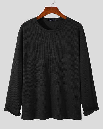 Męska koszulka z długim rękawem teksturowana o luźnym kroju