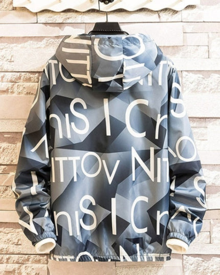 Męska kurtka przejściowa oversize z kapturem i napisami