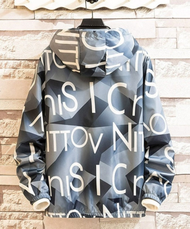 Męska kurtka przejściowa oversize z kapturem i napisami