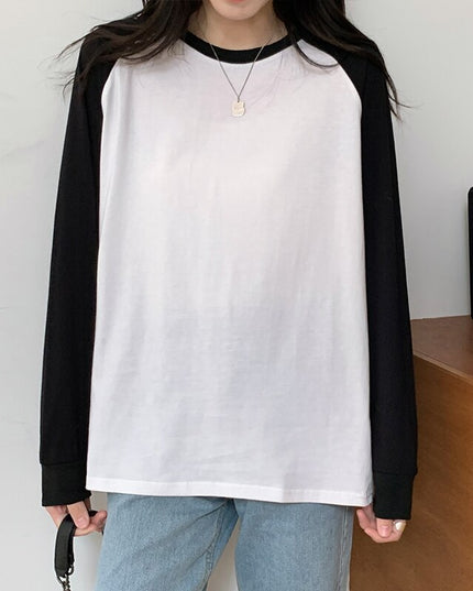 Damska koszulka z długim rękawem dwukolorowa