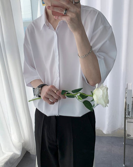 Męska koszula letnia oversize z gładkiego materiału