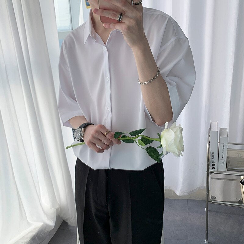 Męska koszula letnia oversize z gładkiego materiału