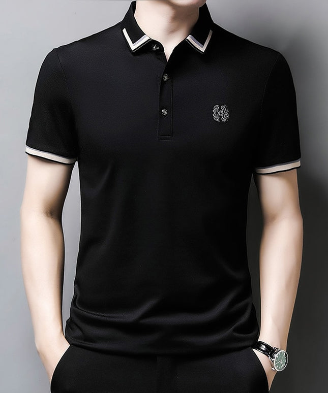 Męska koszulka polo z ozdobnym kołnierzykiem