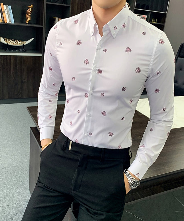 Męska koszula o dopasowanym kroju w listki