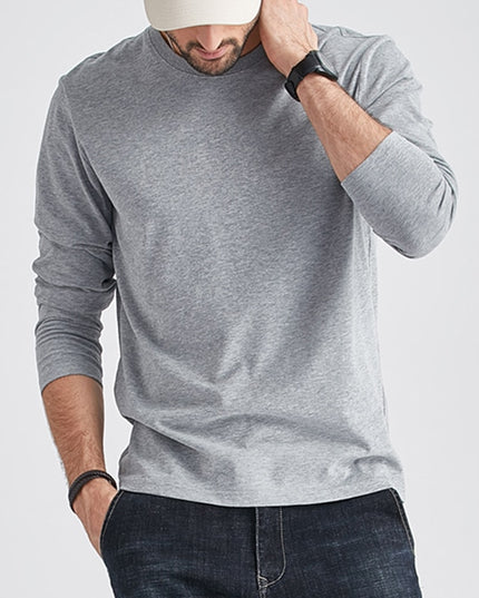 Męska koszulka z długim rękawem z okrągłym dekoltem o prostym kroju