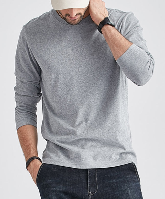 Męska koszulka z długim rękawem z okrągłym dekoltem o prostym kroju