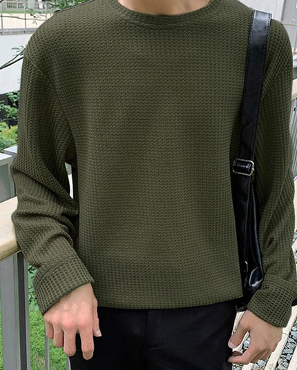 Męska koszulka z długim rękawem teksturowana o luźnym kroju