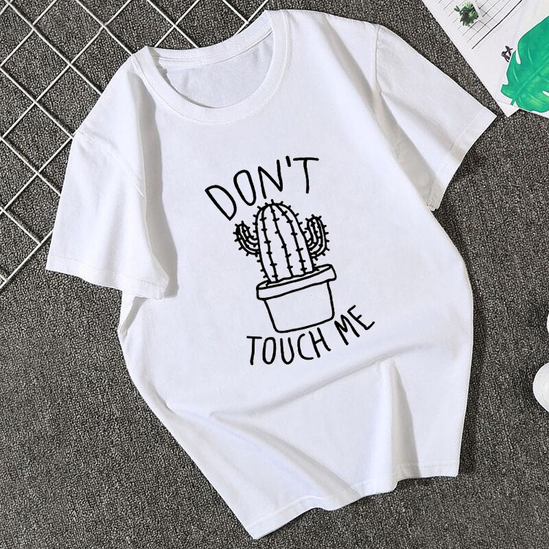 Damski T-shirt z nadrukiem ze wzorem kaktusa