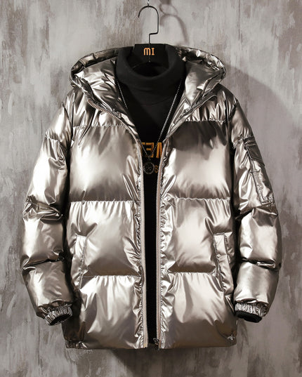 Damska kurtka połyskująca z kapturem