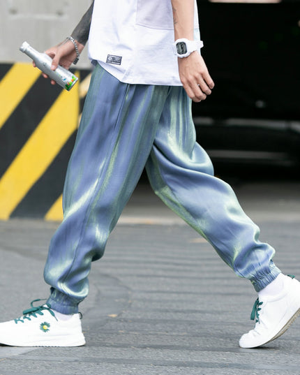 Męskie spodnie treningowe z połyskującej tkaniny