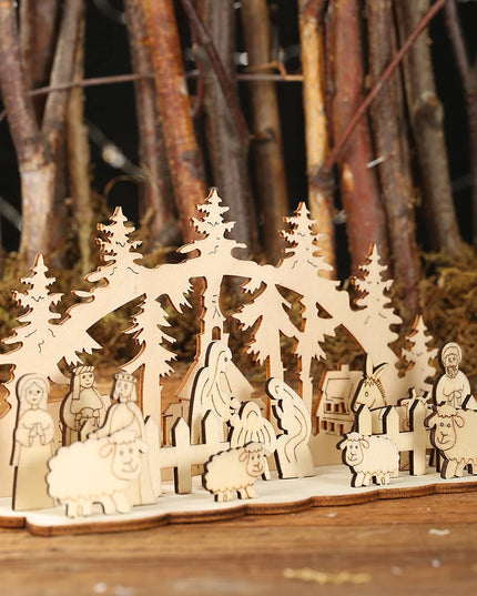 Świąteczna figurka drewniana w kształcie szopki