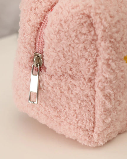 Kosmetyczka pluszowa z napisem i nadrukiem