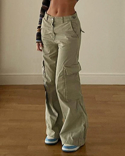 Damskie spodnie cargo z szerokimi nogawkami