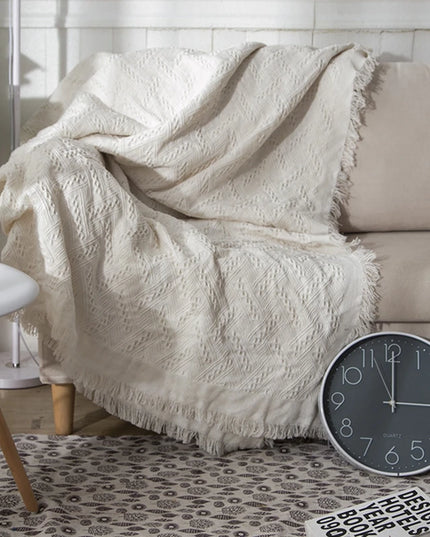 Koc narzuta na łóżko z frędzlami