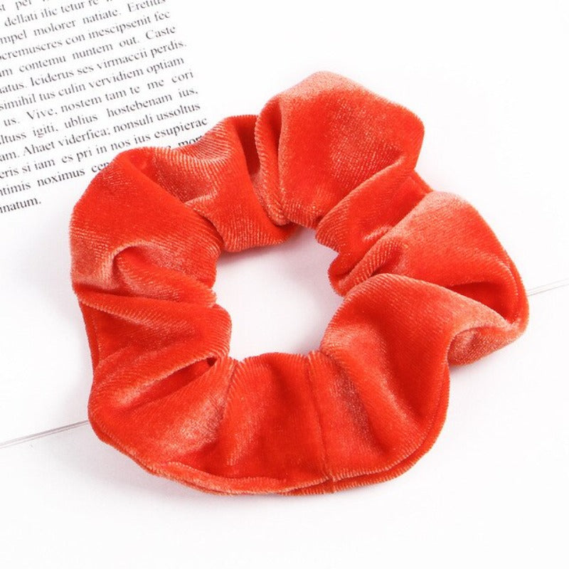 Aksamitna gumka do włosów scrunchie pomarańczowa - Akcesoria do stylizacji włosów