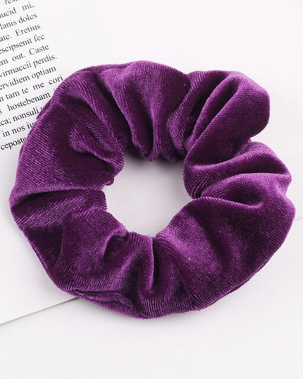 Aksamitna gumka do włosów scrunchie purpurowa - Akcesoria do stylizacji włosów