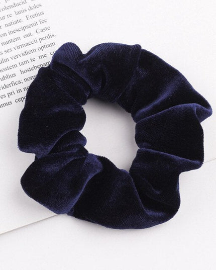 Aksamitna gumka do włosów scrunchie granatowa - Akcesoria do stylizacji włosów