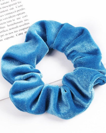 Aksamitna gumka do włosów scrunchie niebieska - Akcesoria do stylizacji włosów
