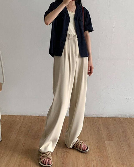 Damskie eleganckie spodnie chinosy z szerokimi nogawkami