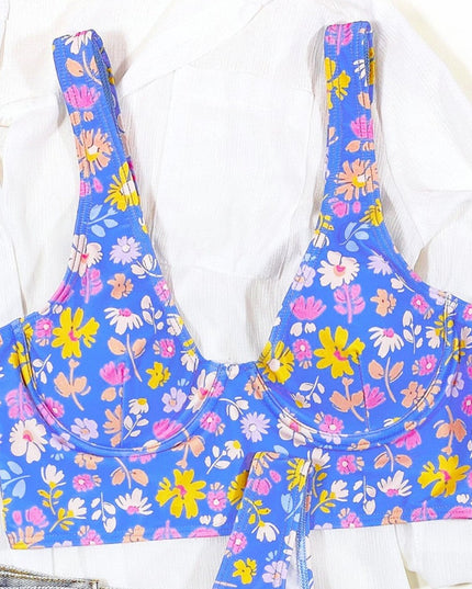 Damski dwuczęściowy strój kąpielowy bikini w kwiaty