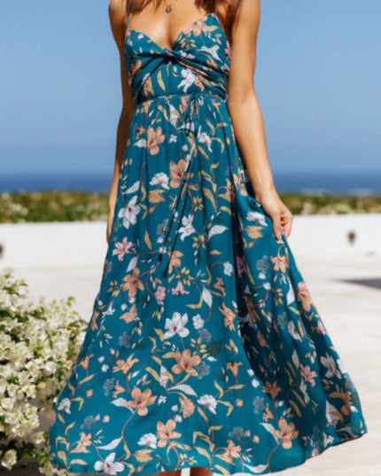 Sukienka maxi w kwiaty na ramiączkach