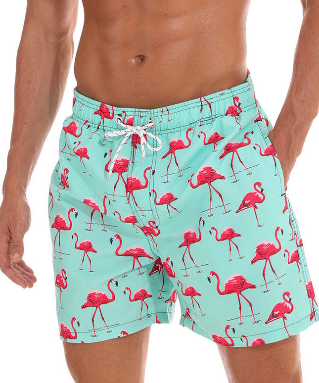 Męskie szorty kąpielowe z motywem flamingów