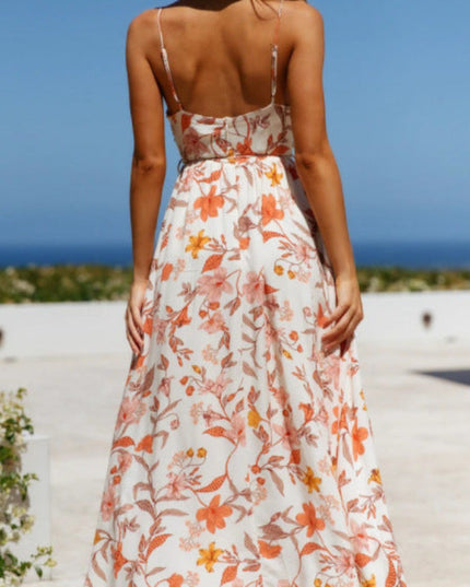 Sukienka maxi w kwiaty na ramiączkach