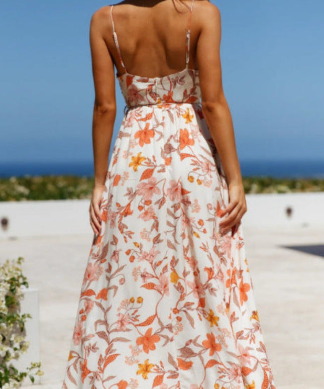 Sukienka maxi w kwiaty na ramiączkach