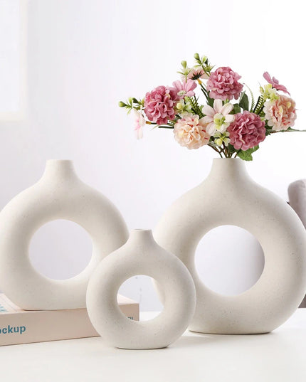 Wazon dekoracyjny ceramiczny okrągły biały