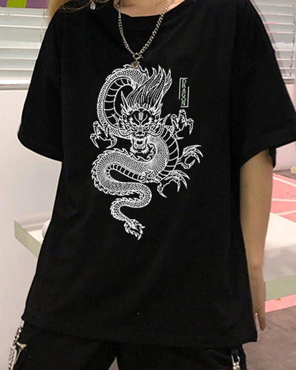 Damski T-shirt z motywem smoka