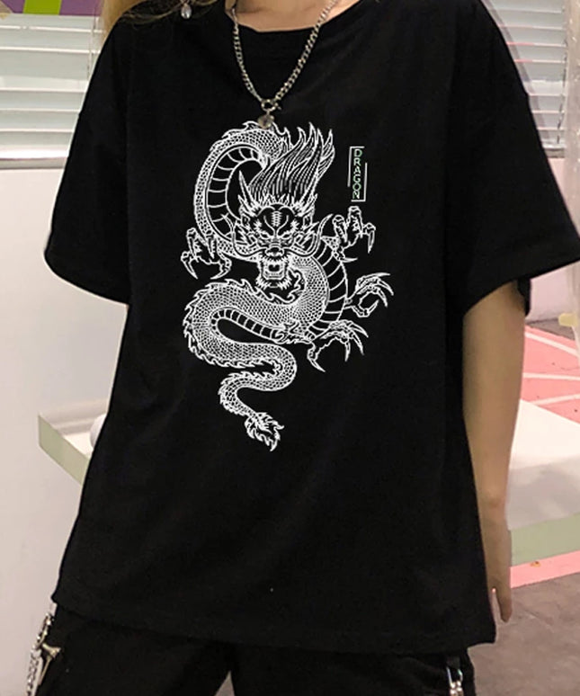 Damski T-shirt z motywem smoka