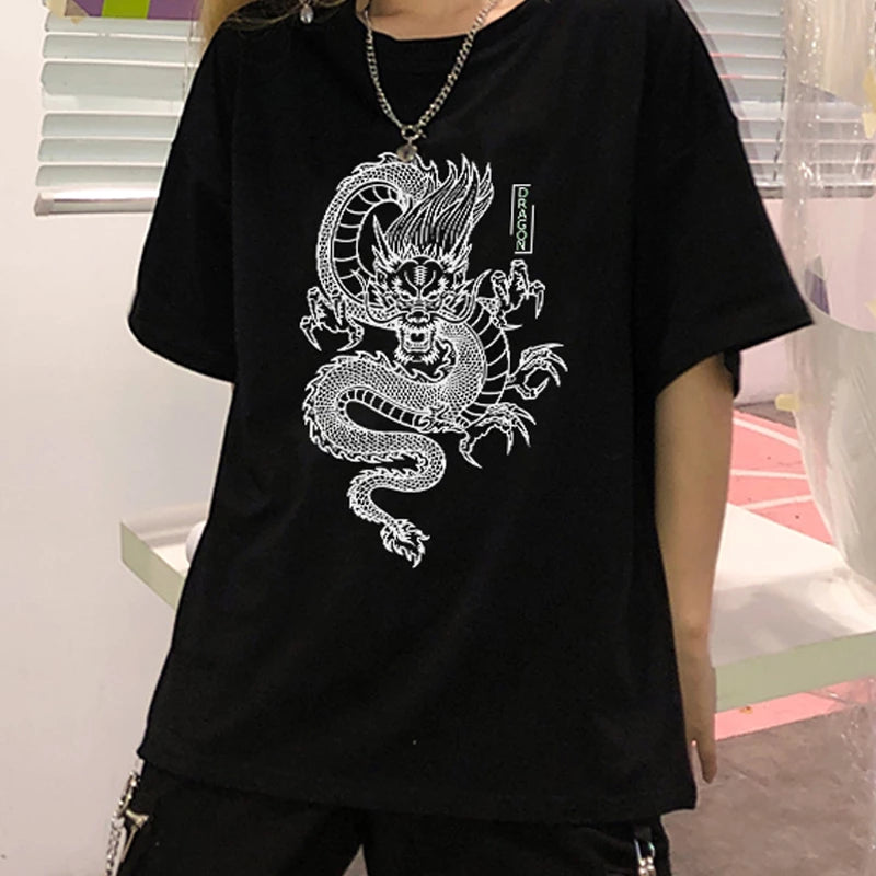 Damski T-shirt z motywem smoka