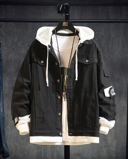 Męska kurtka jeansowa oversize z kapturem