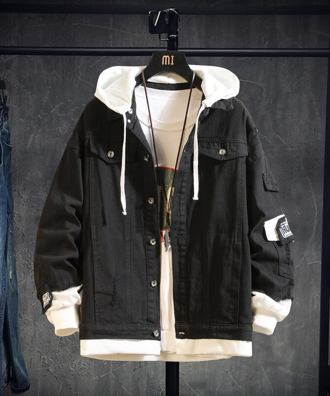 Męska kurtka jeansowa oversize z kapturem