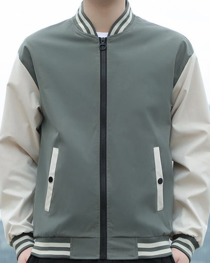 Męska kurtka przejściowa bomberka sportowa z kontrastowymi rękawami