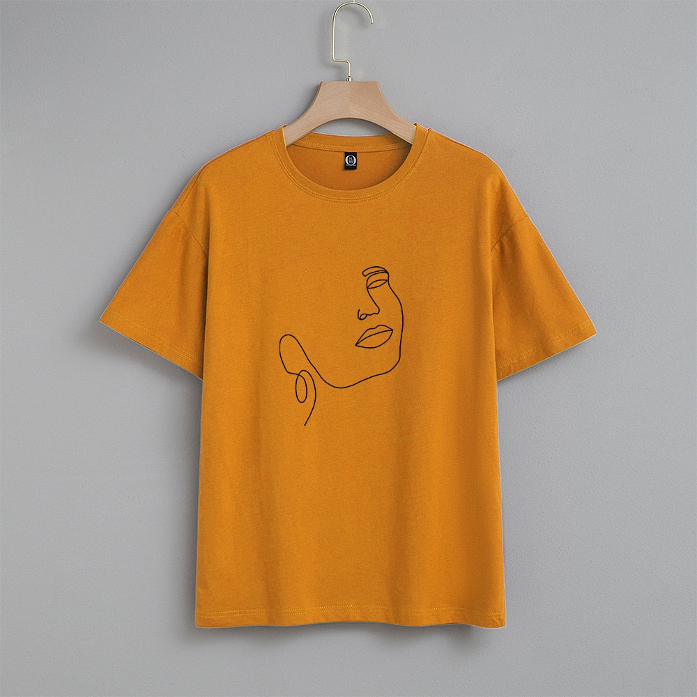 Damski T-shirt z nadrukiem z minimalistycznym motywem