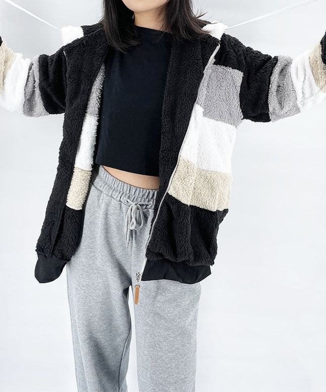 Damska bluza polarowa z kapturem czterokolorowa