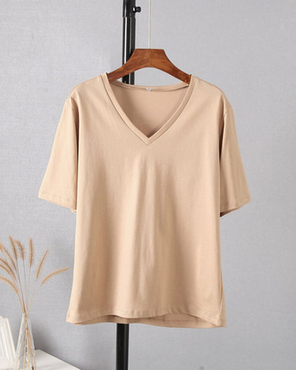 Damski T-shirt z dekoltem w serek