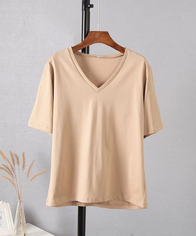 Damski T-shirt z dekoltem w serek