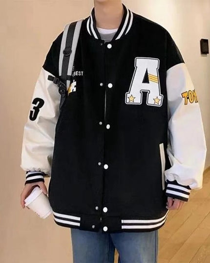 Męska kurtka przejściowa bomberka bejsbolówka z naszywkami